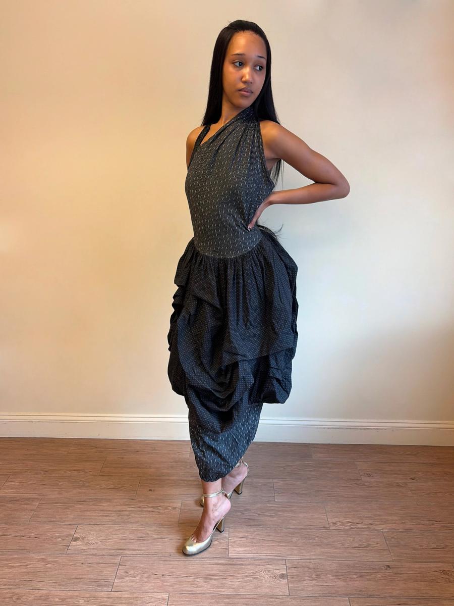 80s Popy Moreni Asymmetrical Ruched Dress product image