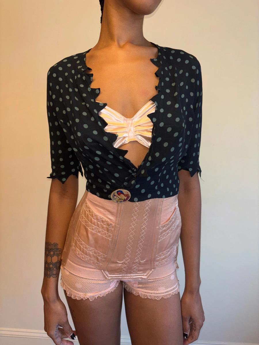 30s Polka Dot Top with Jagged Hem product image