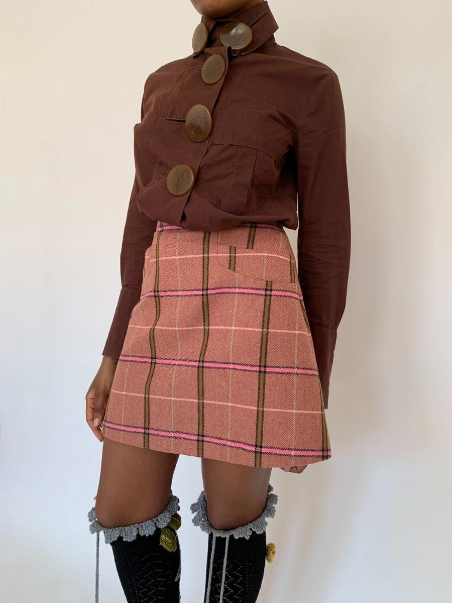 90s Vivienne Westwood Pink Tartan Mini Skirt product image