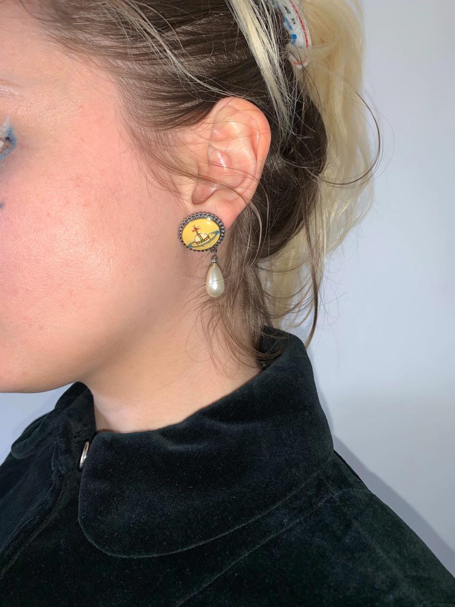 Vivienne Westwood 90s Enamel Orb Earrings product image