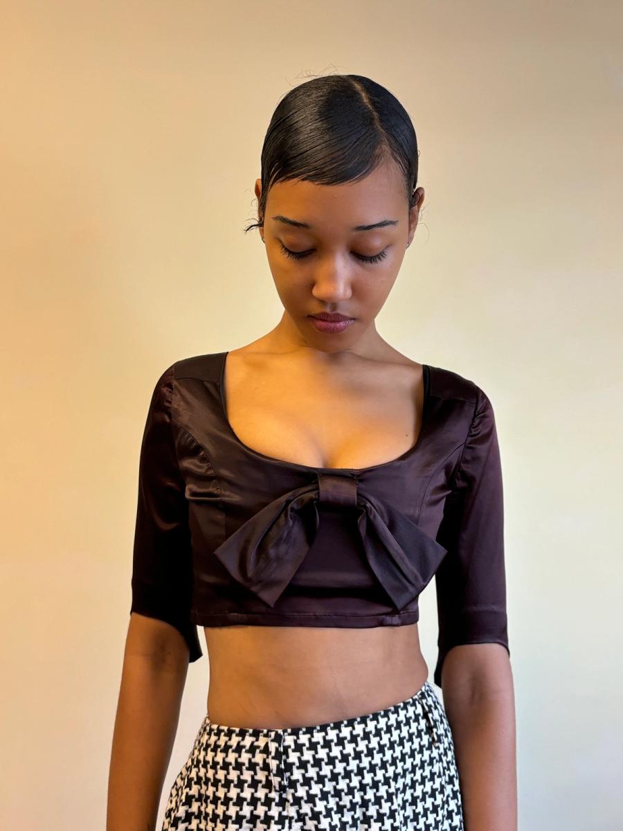 90s Vivienne Westwood Short Corset With Sleeves & Bow product image