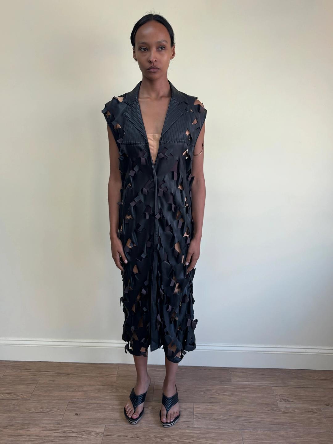 90s Yoshiki Hishinuma Leather Cutout Vest Dress 90s Yoshiki Hishinuma Leather Cutout Vest Dress