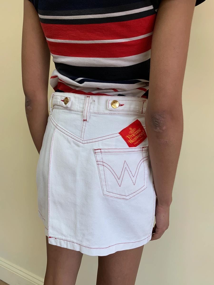 90s Vivienne Westwood White Denim Miniskirt product image