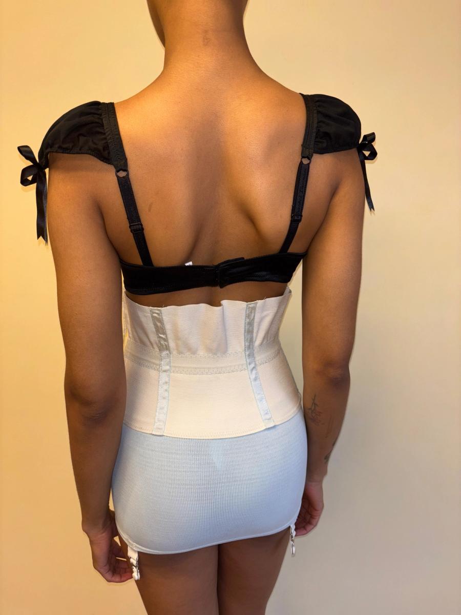 30s or 40s Rubber Baby Blue and White Waist Cincher product image