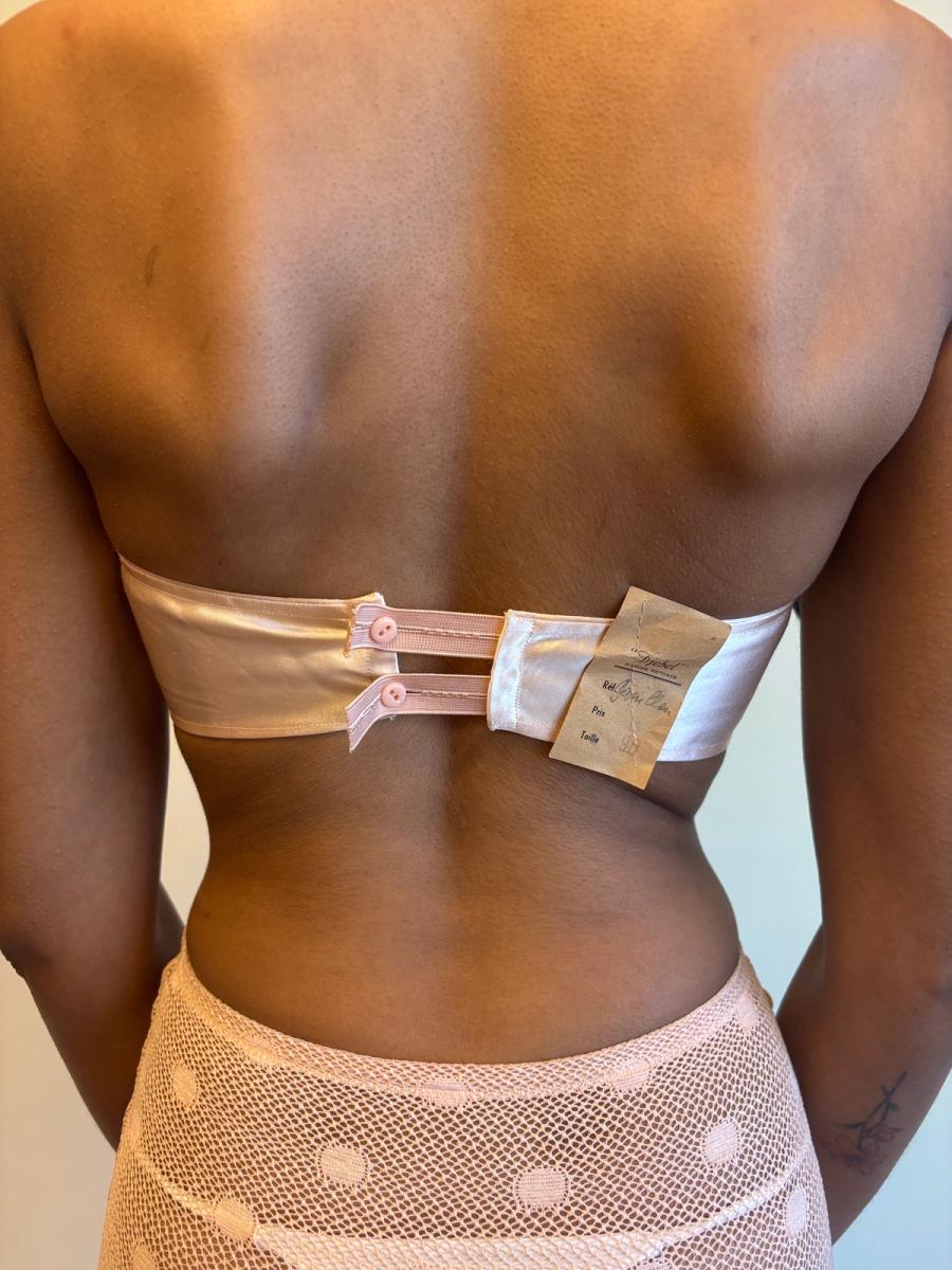 40s French Pink Satin Bra product image