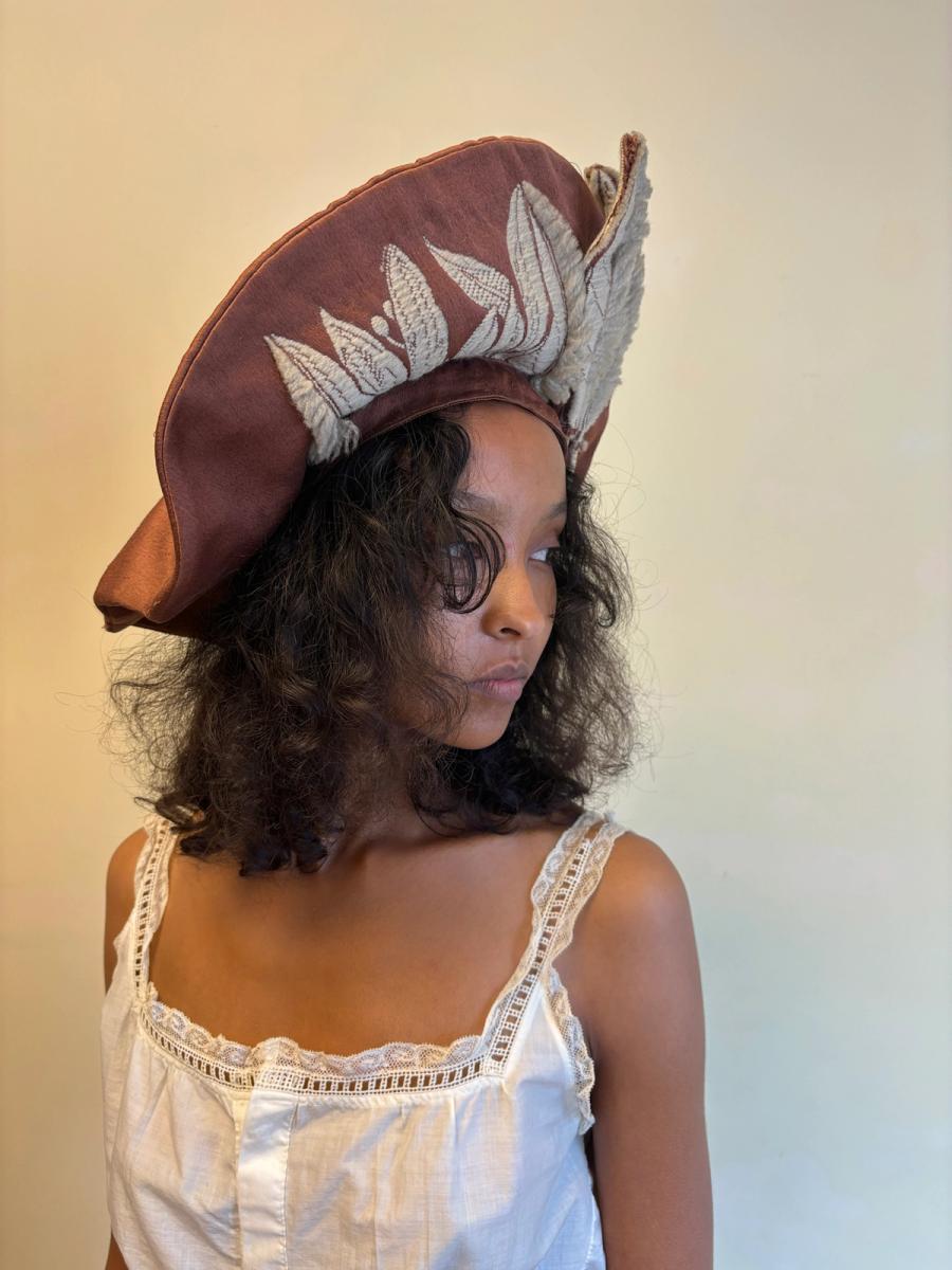 Unusual Midcentury Hat With Tromp L'oeil & Real Feather  product image