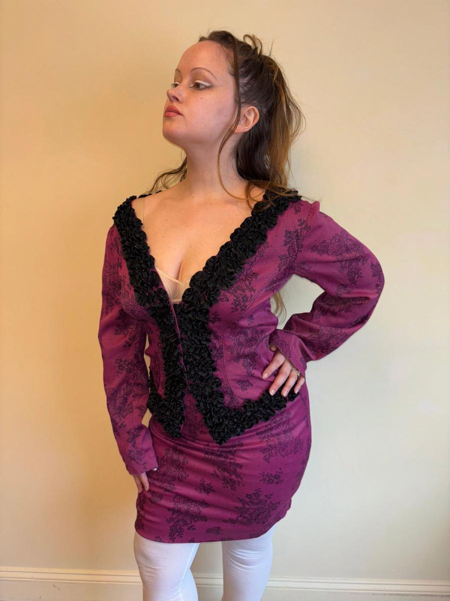 Vintage Chantal Thomass Hot Pink Lace Print Suit product image