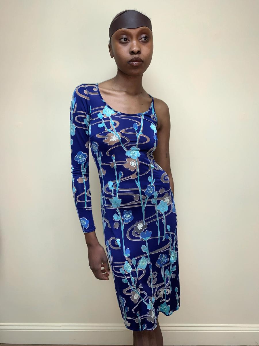 90s Jean Colonna Asymmetrical Burnout Dress product image