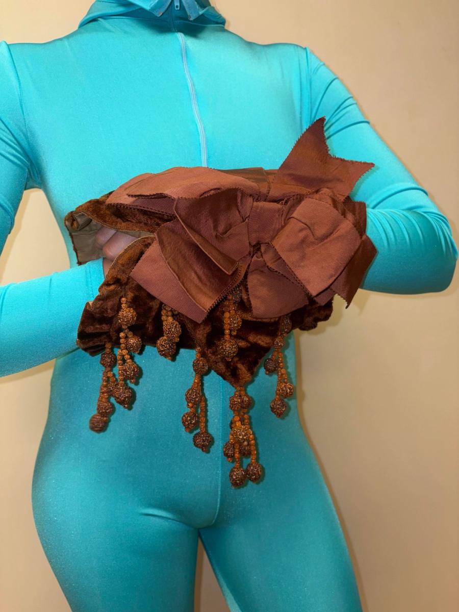 Antique Velveteen Muff with Bow  product image