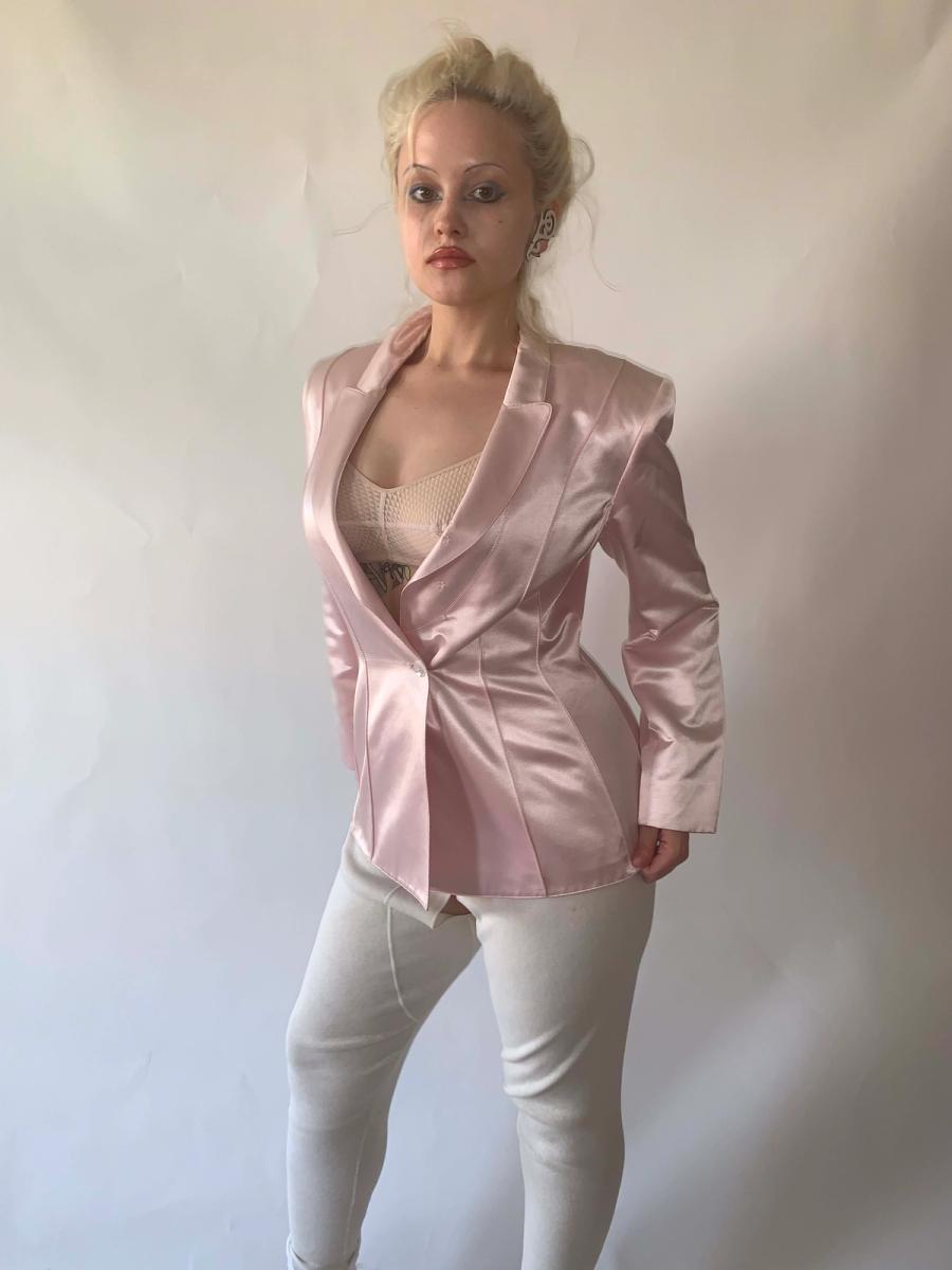 80s Claude Montana Satin Blazer product image