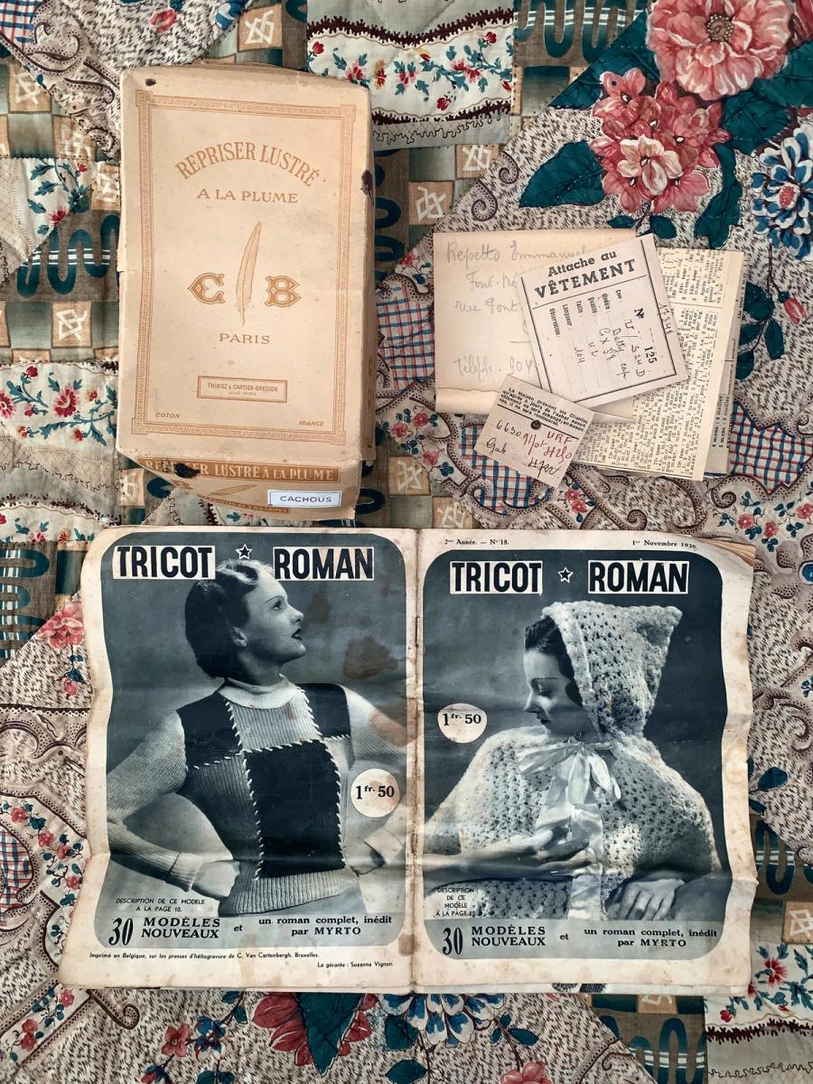 1938 Antique Crochet Bra and French Instructional Set product image