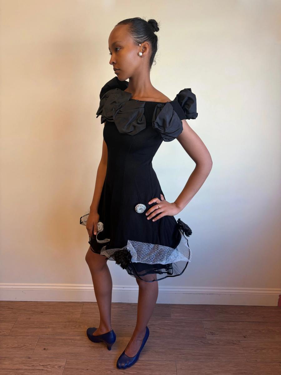 80s Atsuki Onishi Knit Dress with Crinoline and Brooches product image