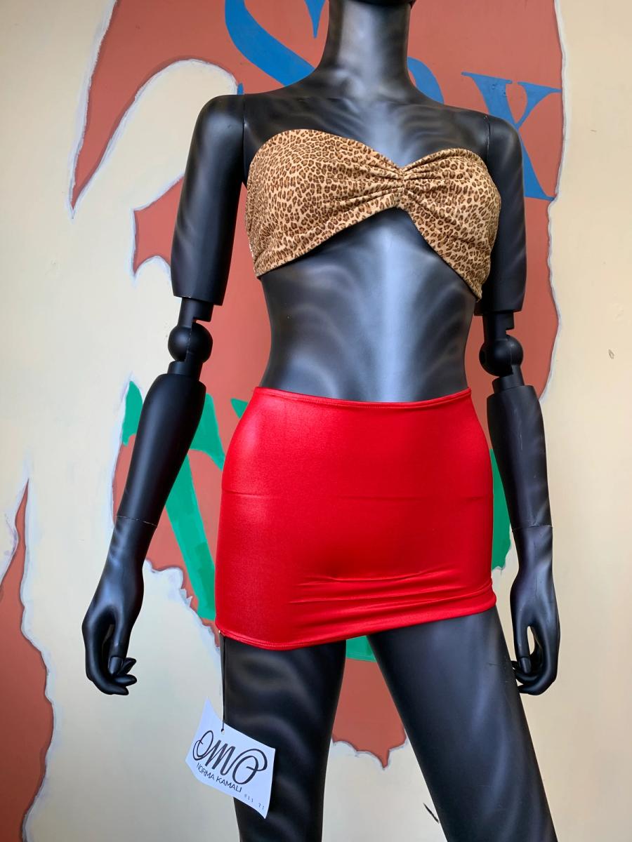 Deadstock 80s OMO Norma Kamali Red Swim Skort product image