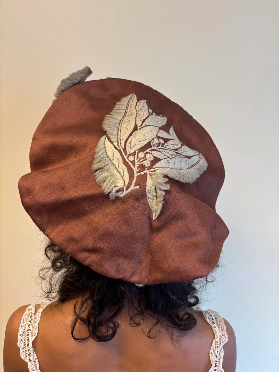 Unusual Midcentury Hat With Tromp L'oeil & Real Feather  product image