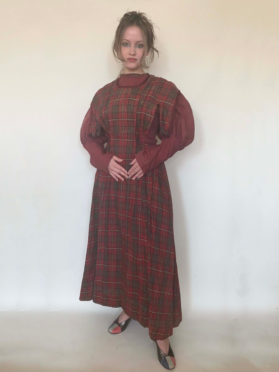 1890-1900 Antique Mutton Sleeve Pinafore Workdress product image