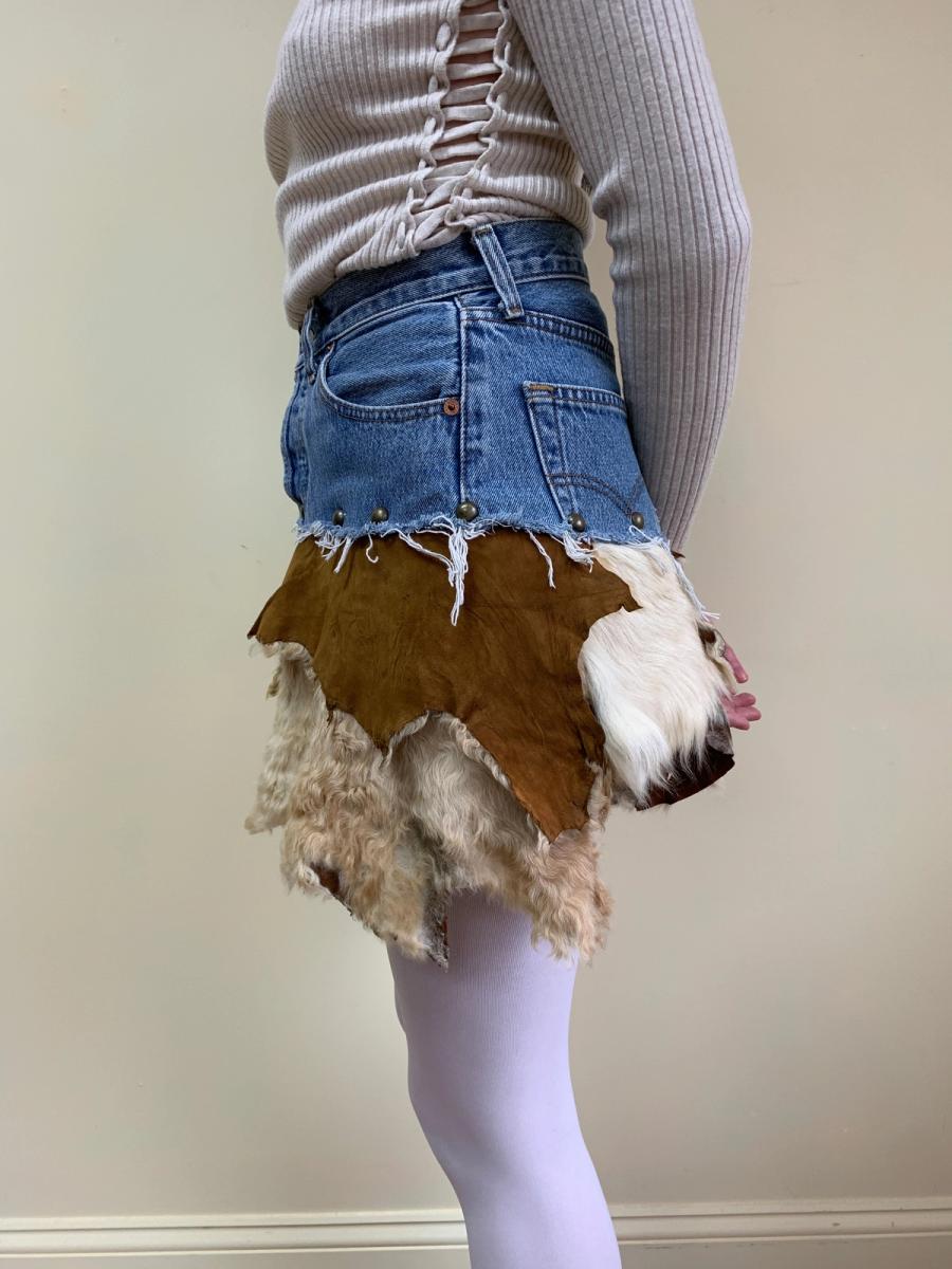 Tomoki Yurita One-of-a-kind Shearling Patchwork Skirt product image