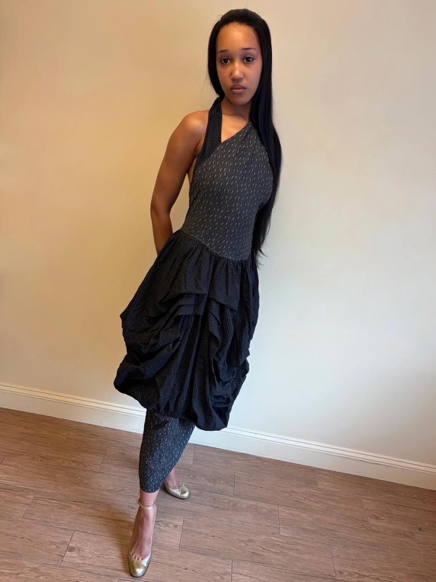 80s Popy Moreni Asymmetrical Ruched Dress product image