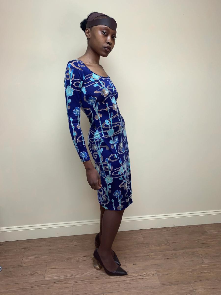 90s Jean Colonna Asymmetrical Burnout Dress product image