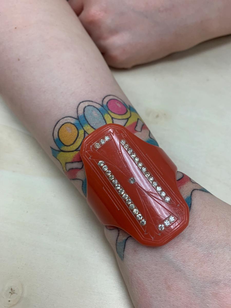 1920s Dramatic Dark Orange Early Plastic Cuff product image