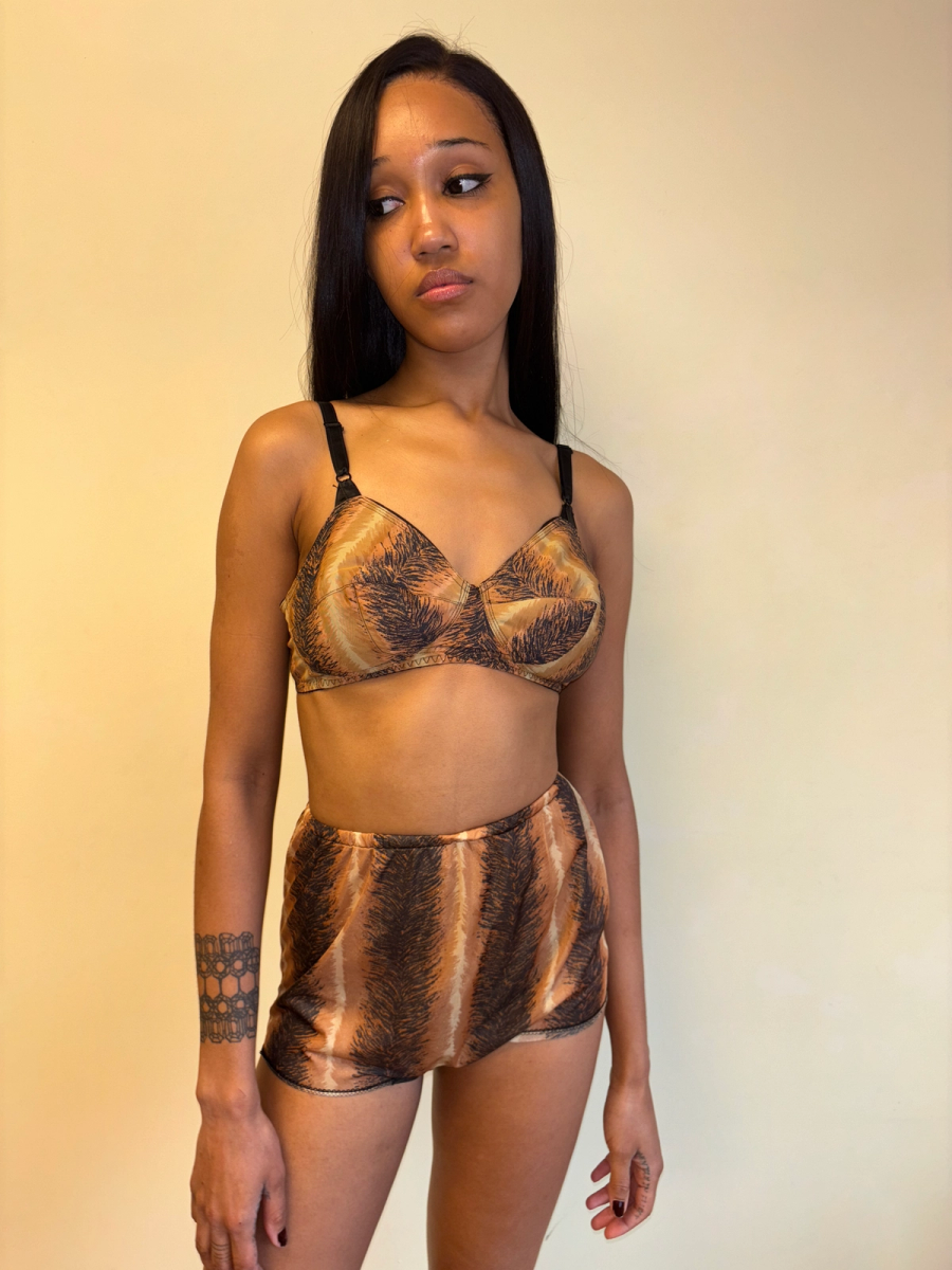 60s or 70s Four Piece Tiger Print Lingerie Set product image