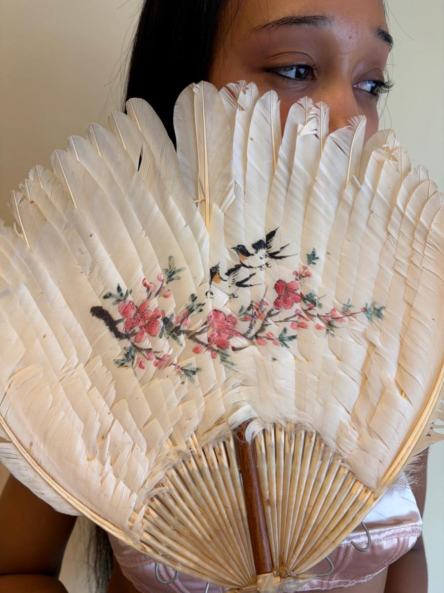 1920s Handpainted Feather Fan product image