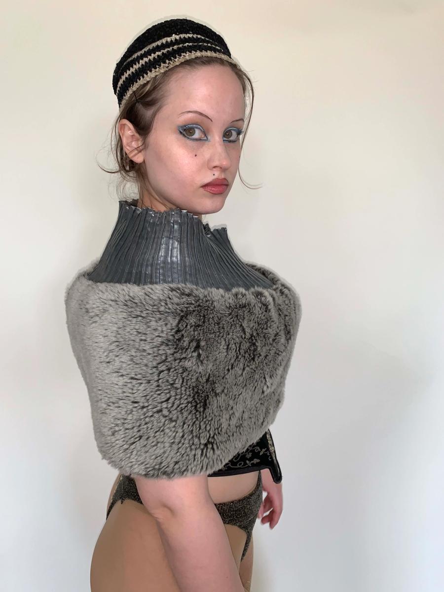 Vintage Issey Miyake Faux Fur & Accordian Snood product image