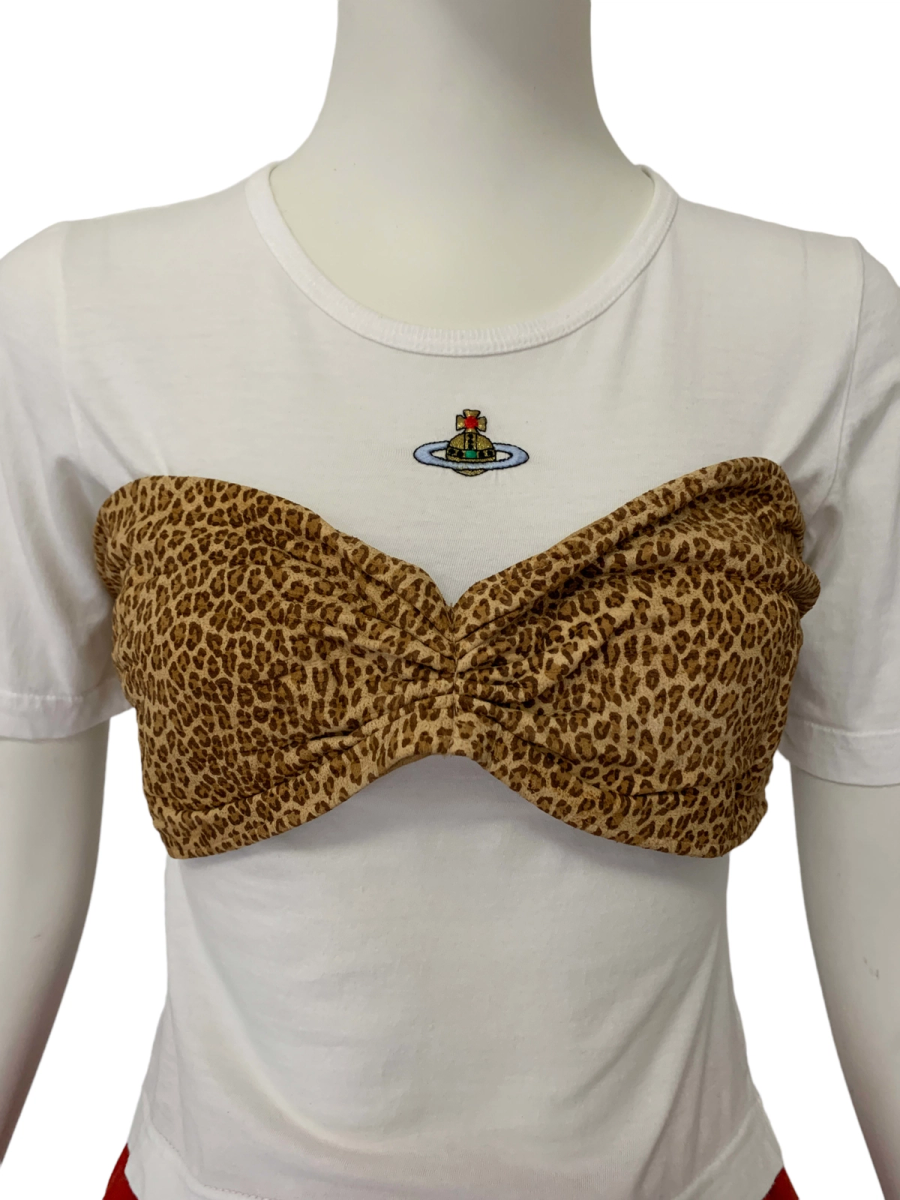 80s Norma Kamali OMO Leopard Suede Bandeau product image