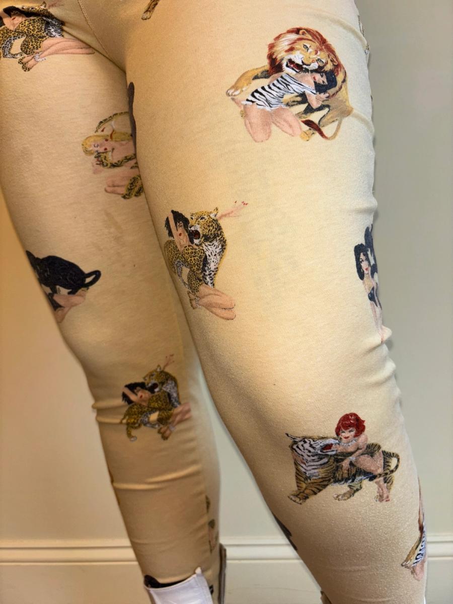 80s Krizia Big Cat and Pinup Girl Leggings product image