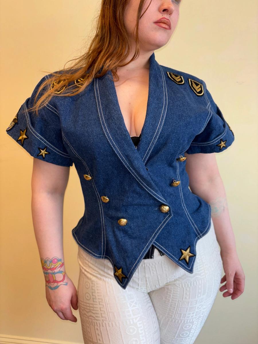 80s Claude Petin Denim Top product image