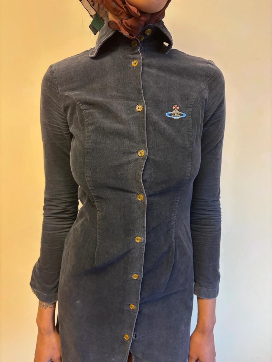 90s Vivienne Westwood Black Corduroy Orb Dress product image
