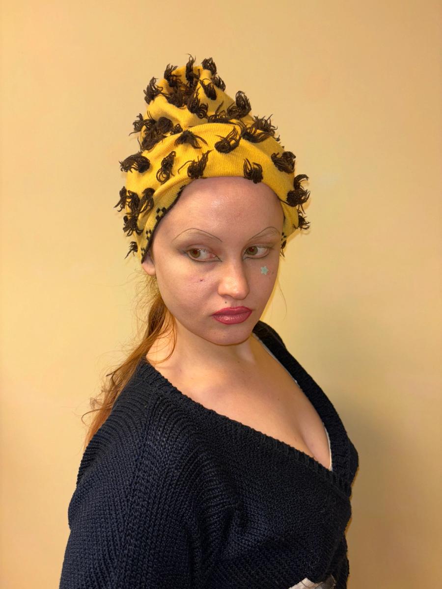 Vivienne Westwood 'Vive La Cocotte' Gold Label Knitwear Cheetah Tufted Hat product image