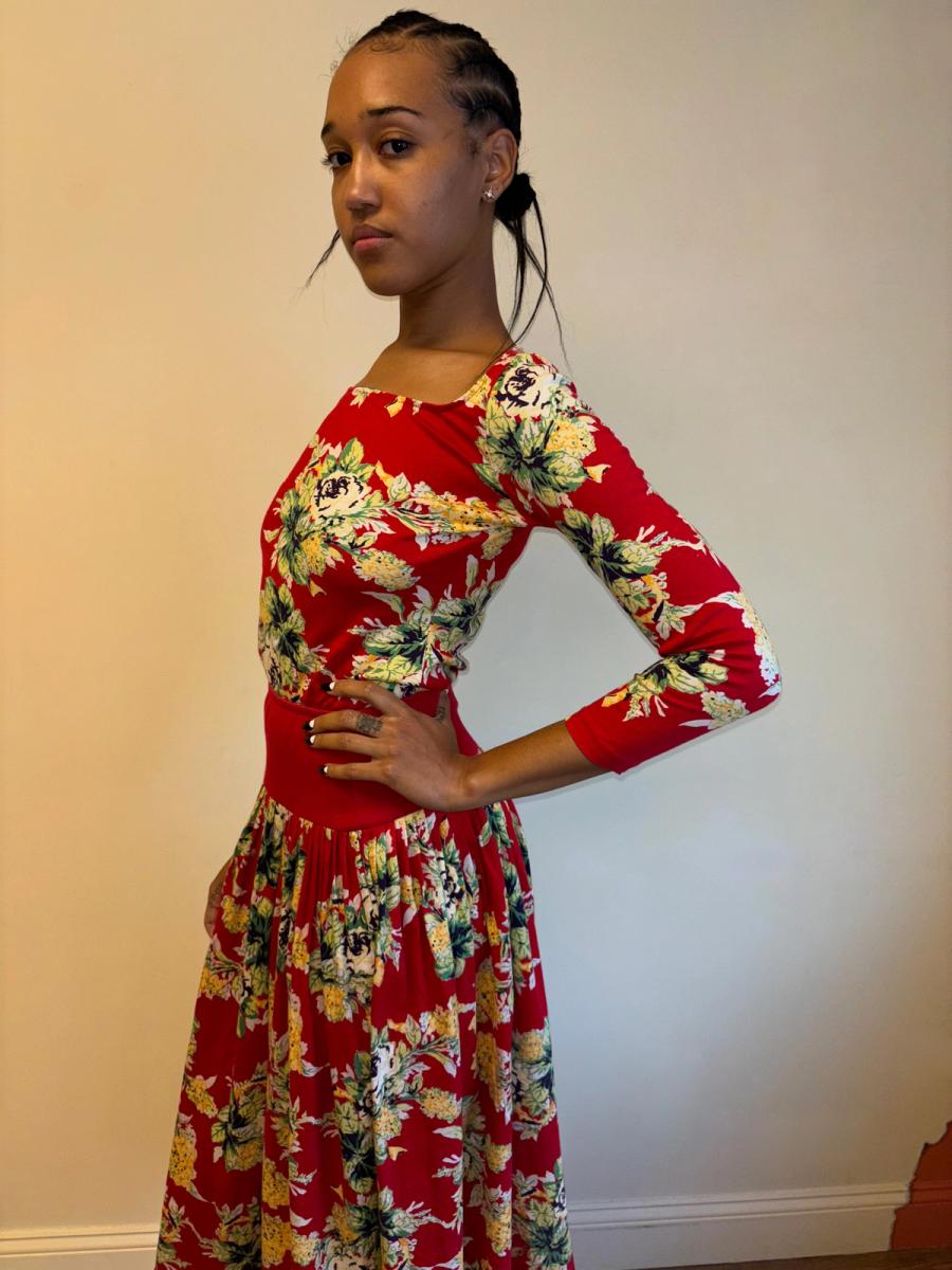 80s Norma Kamali Red Floral Set product image