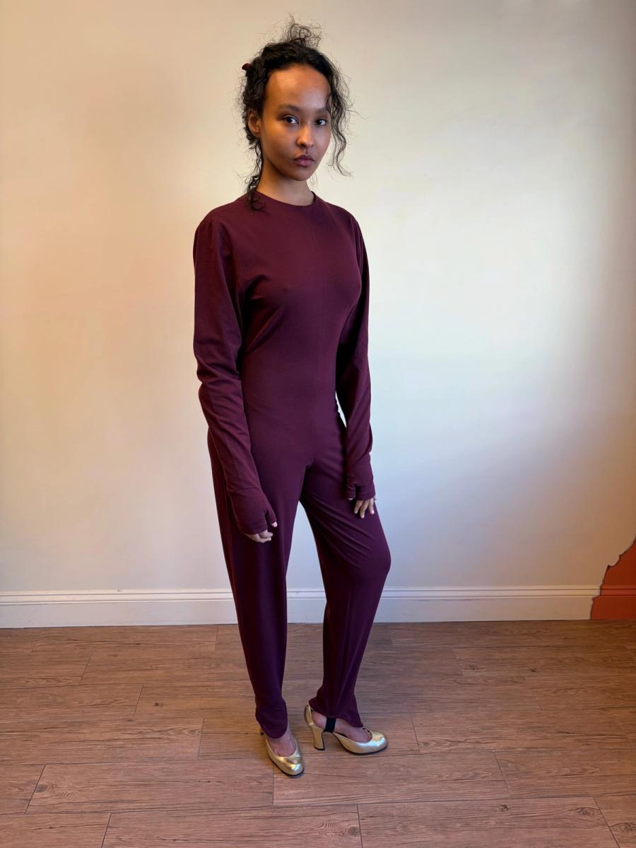 80s Norma Kamali Plum Leotard product image