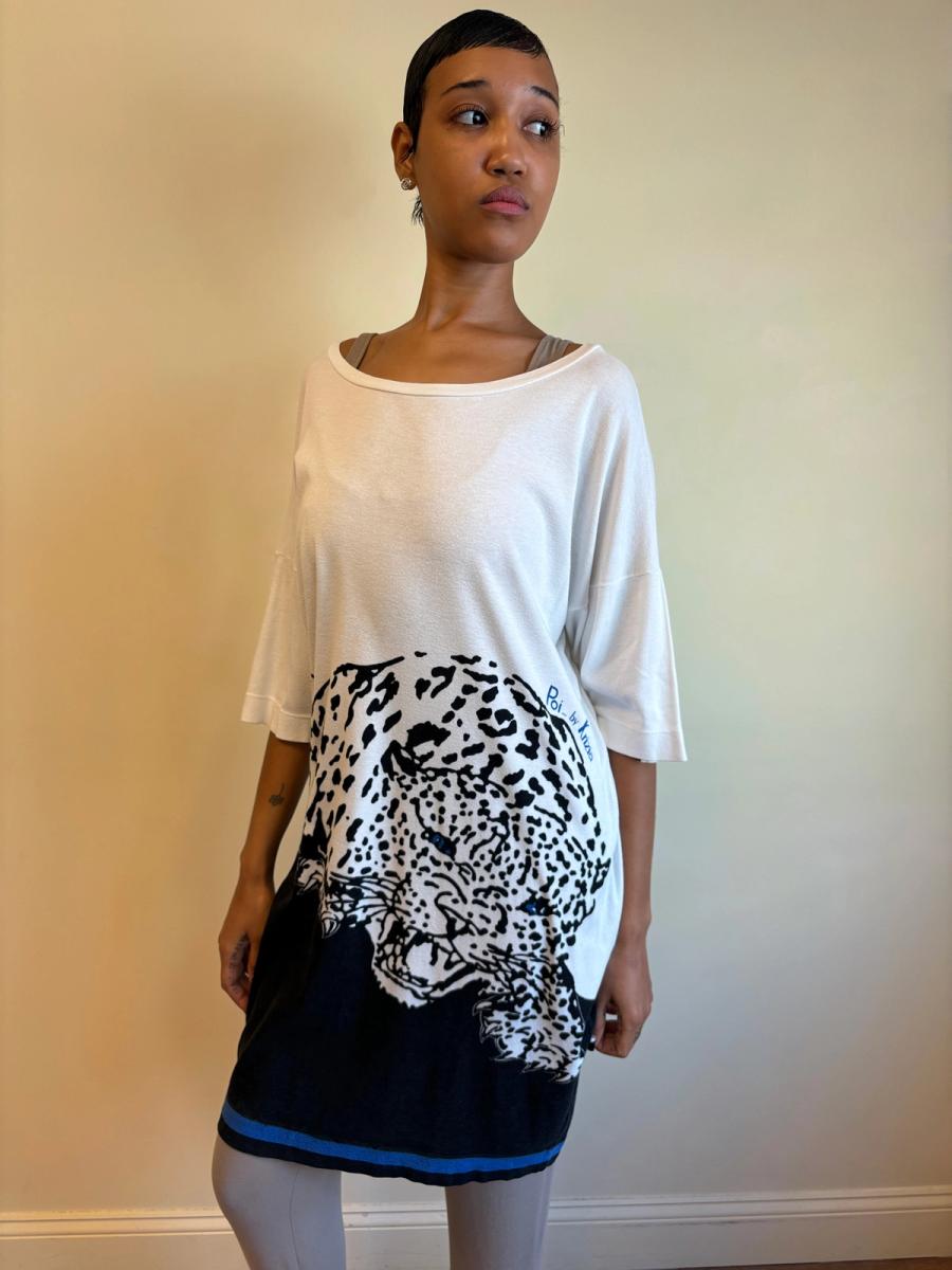 80s Krizia Poi White Leopard Tunic product image