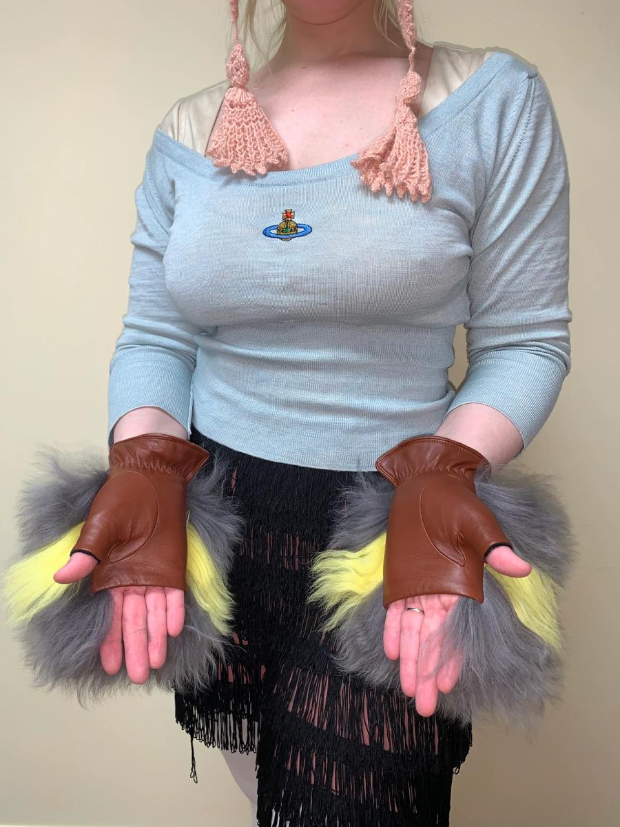 Deadstock Vivienne Westwood Fur Fingerless Gloves product image