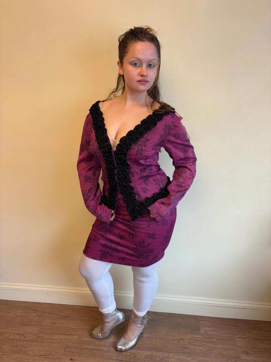 Vintage Chantal Thomass Hot Pink Lace Print Suit product image