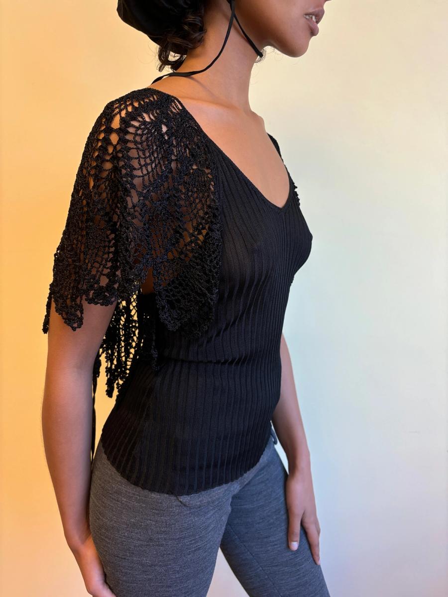 Jean-Paul Gaultier Crochet Sleeve Knit Top product image