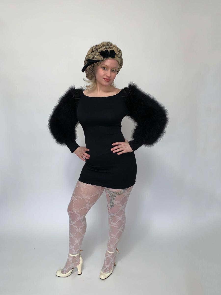 1991 Chantal Thomass Marabou Sleeve Wiggle Dress product image