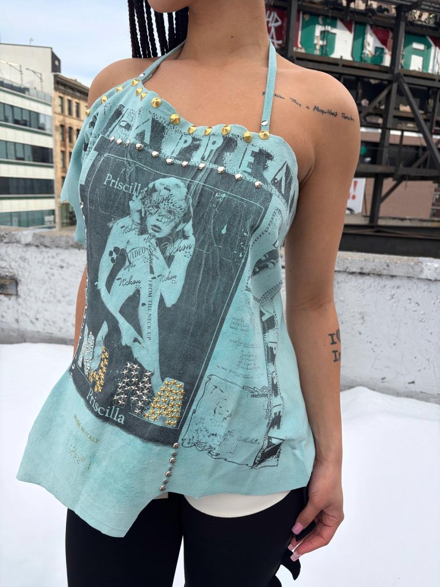 NANA Studded Turquoise Suede Halter product image