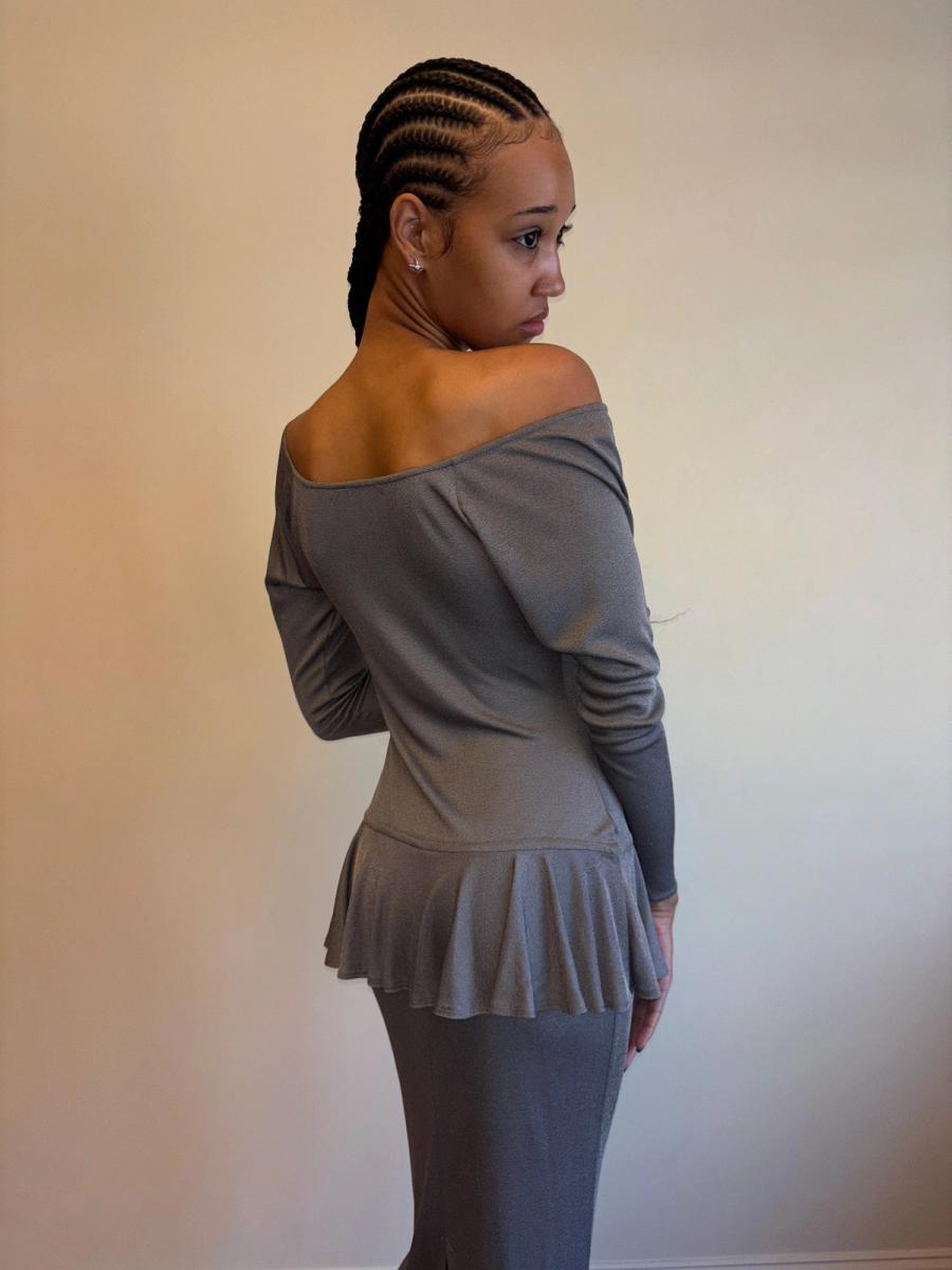 Vintage Chantal Thomass Pewter Drop Waist Ruffle Dress  product image