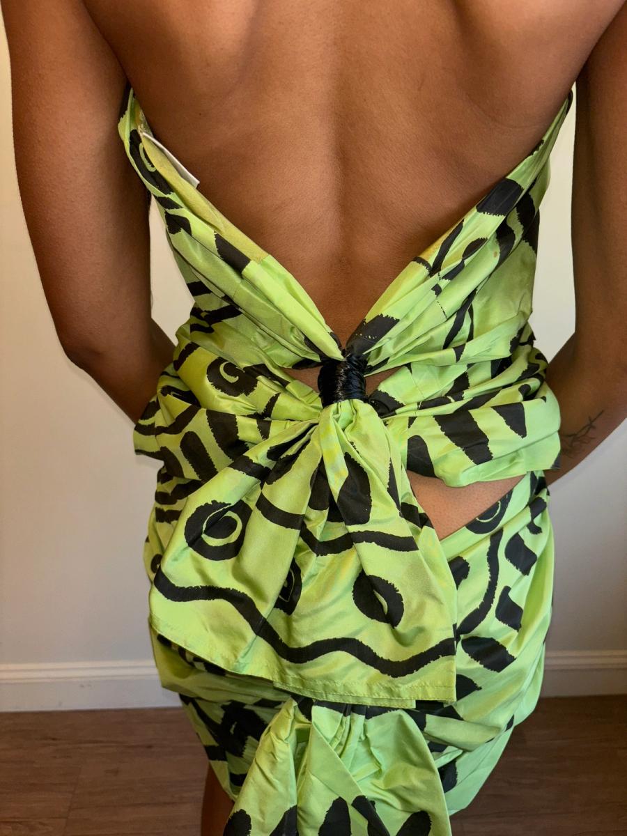 80s Angelo Tarlazzi Abstract Dress with Raffia product image