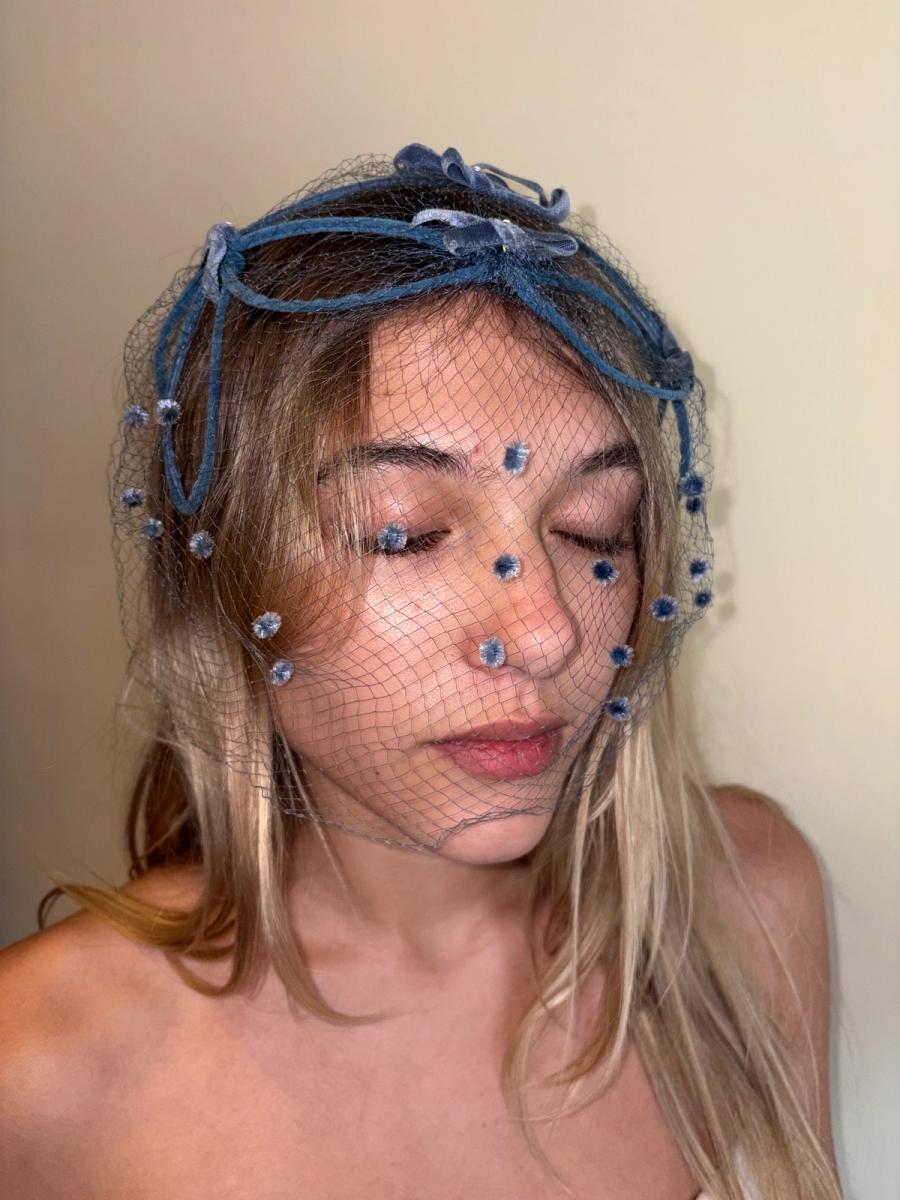 1950s Velvet Dot Net Headpiece product image