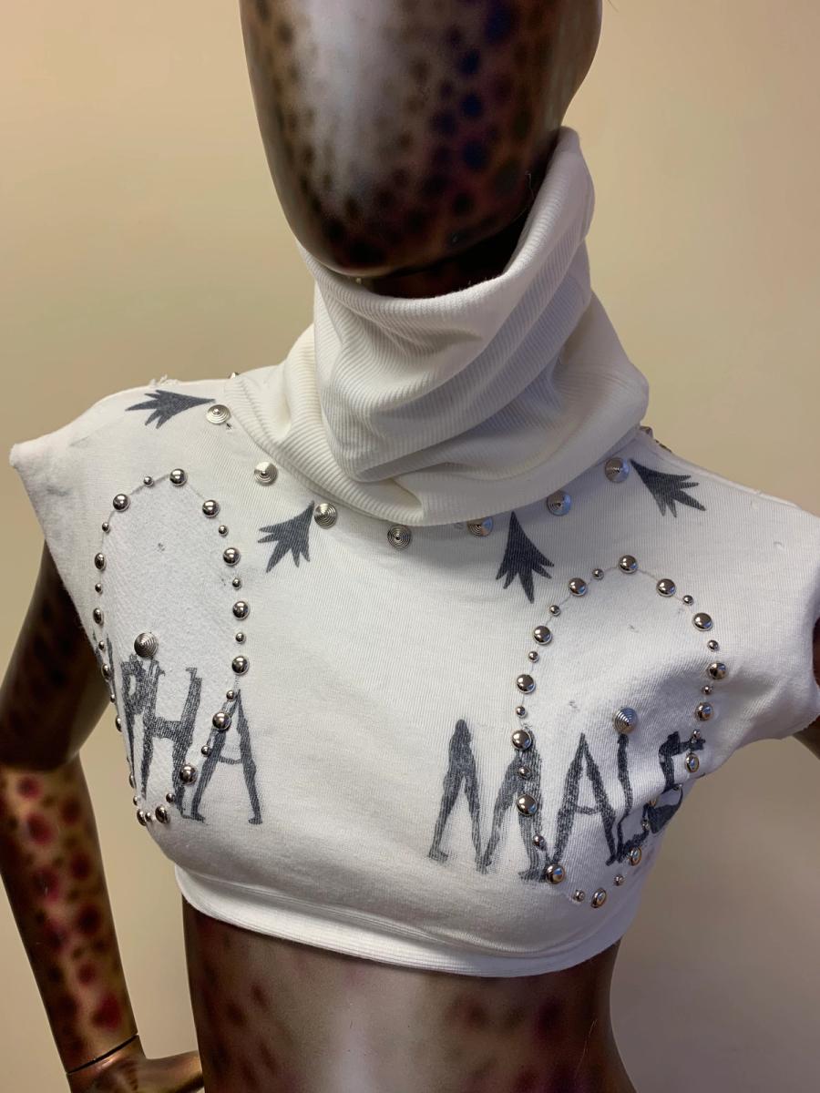 Alpha Male Studded Cowl Neck Sweatshirt Top product image