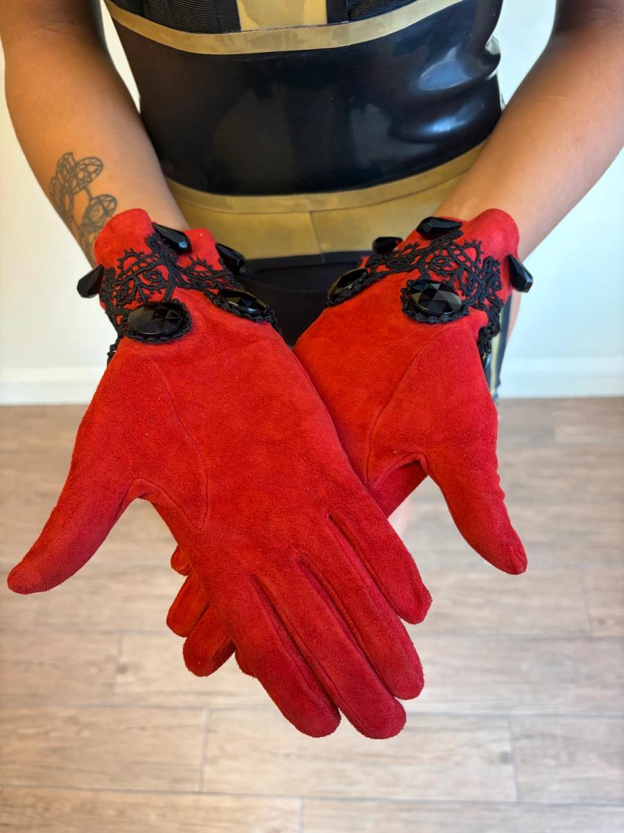 Chantal Thomass Suede Gloves With Jeweled Embellishment  product image