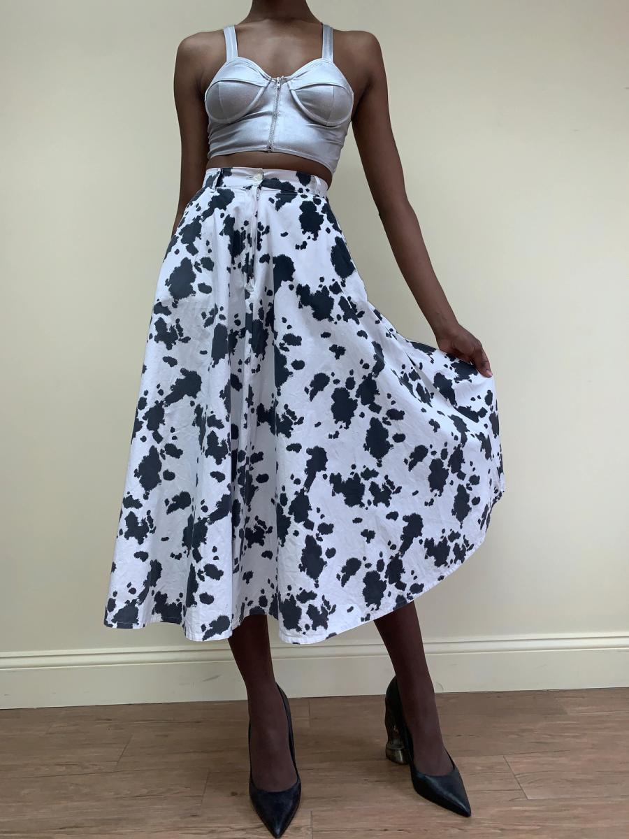 80s Norma Kamali Cow Print Skirt product image