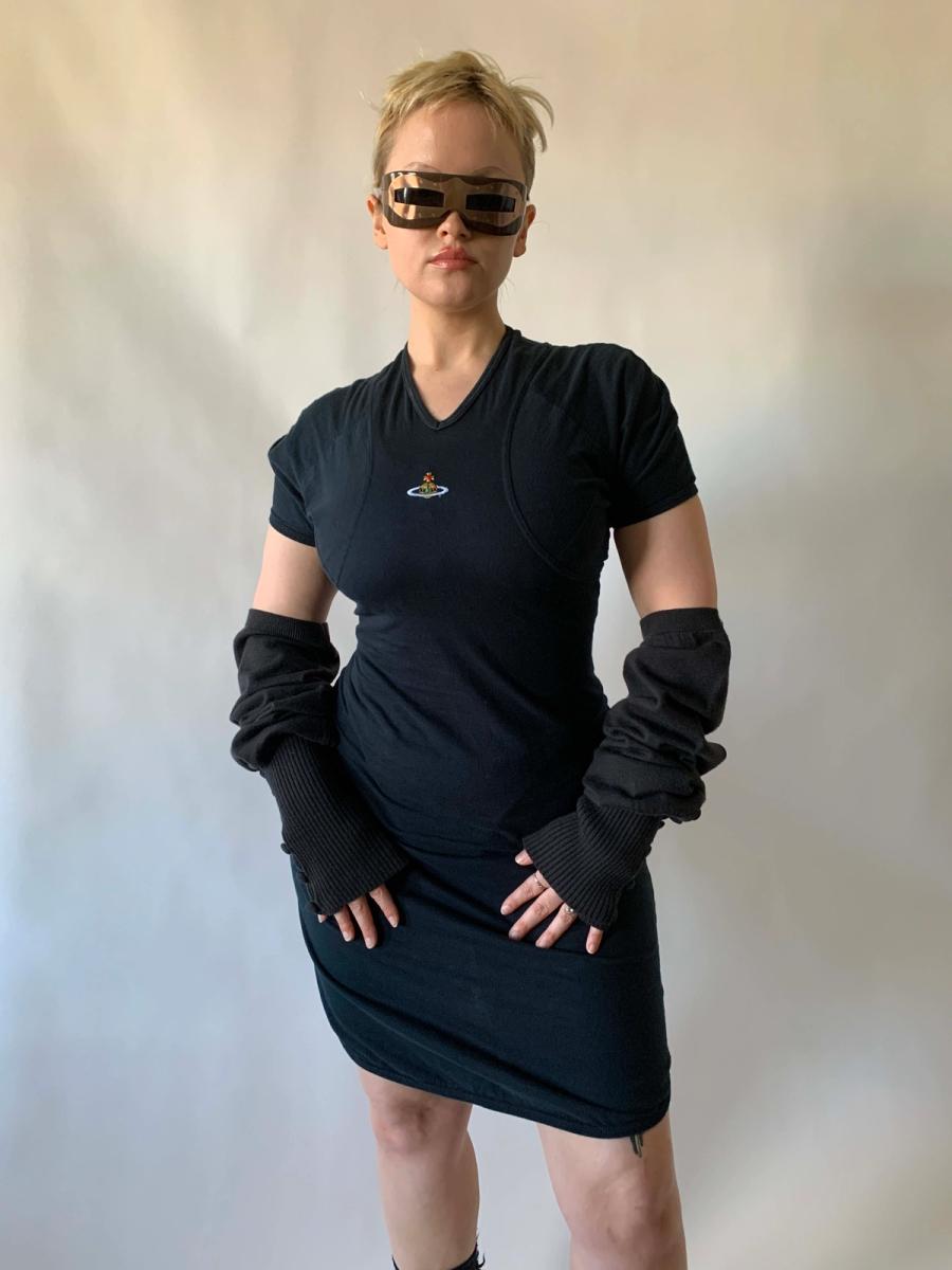 90s Vivienne Westwood Orb Black Dress product image
