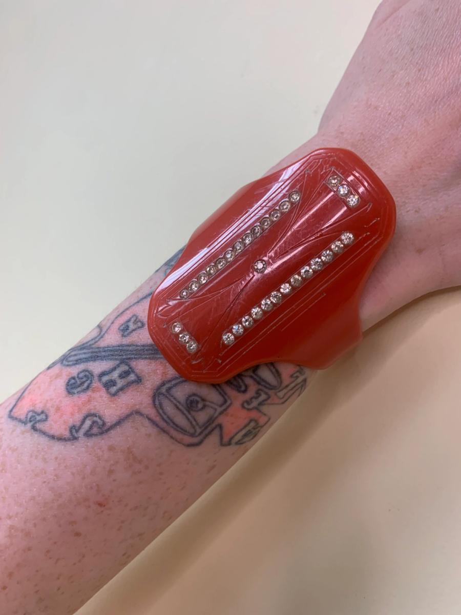 1920s Dramatic Dark Orange Early Plastic Cuff product image