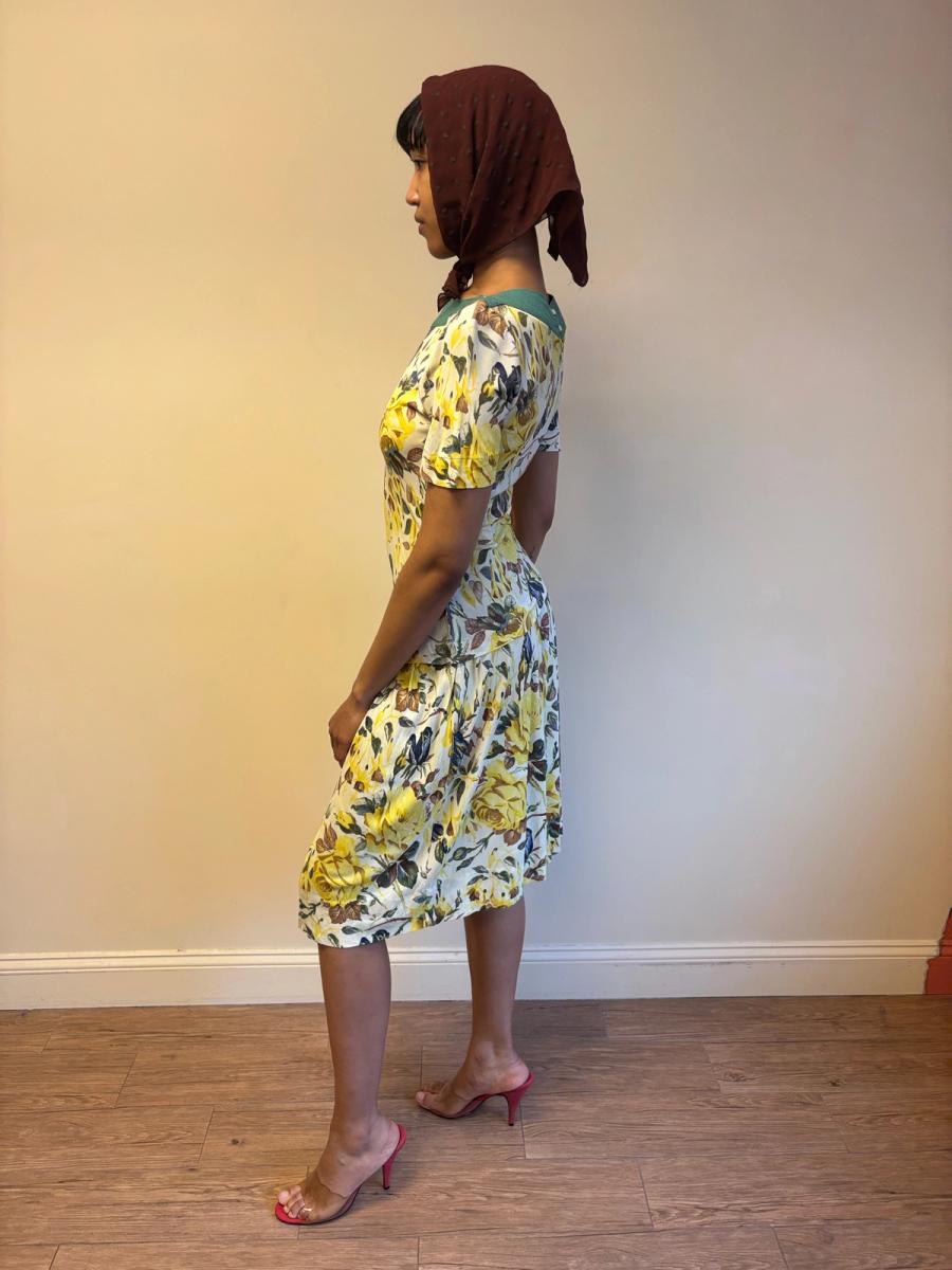 1940s Floral Print Drop Waist Dress product image