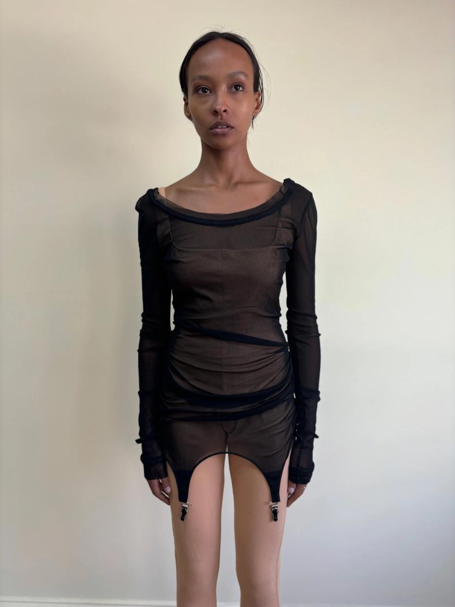 90s Jean-Paul Gaultier Sheer Garter Dress