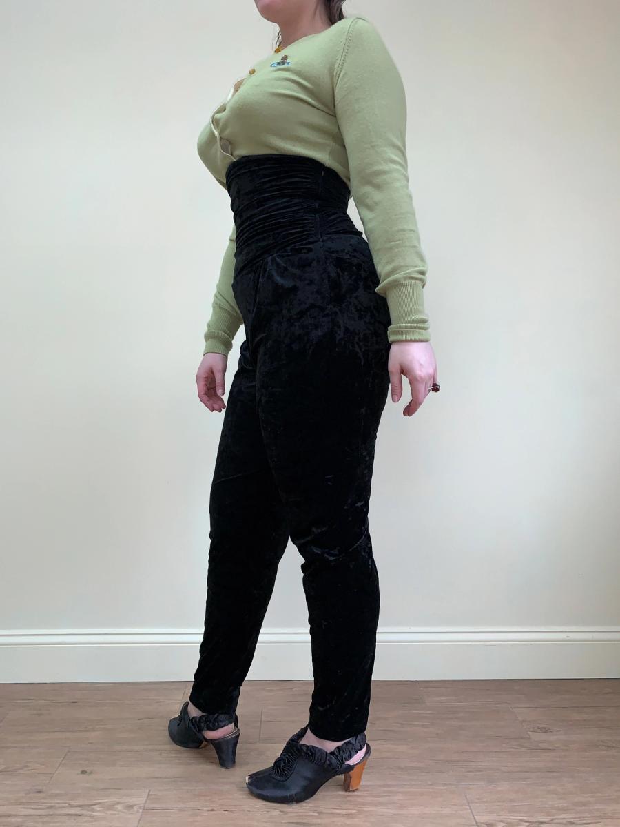 80s Norma Kamali Ultra High Waist Velvet Pants product image